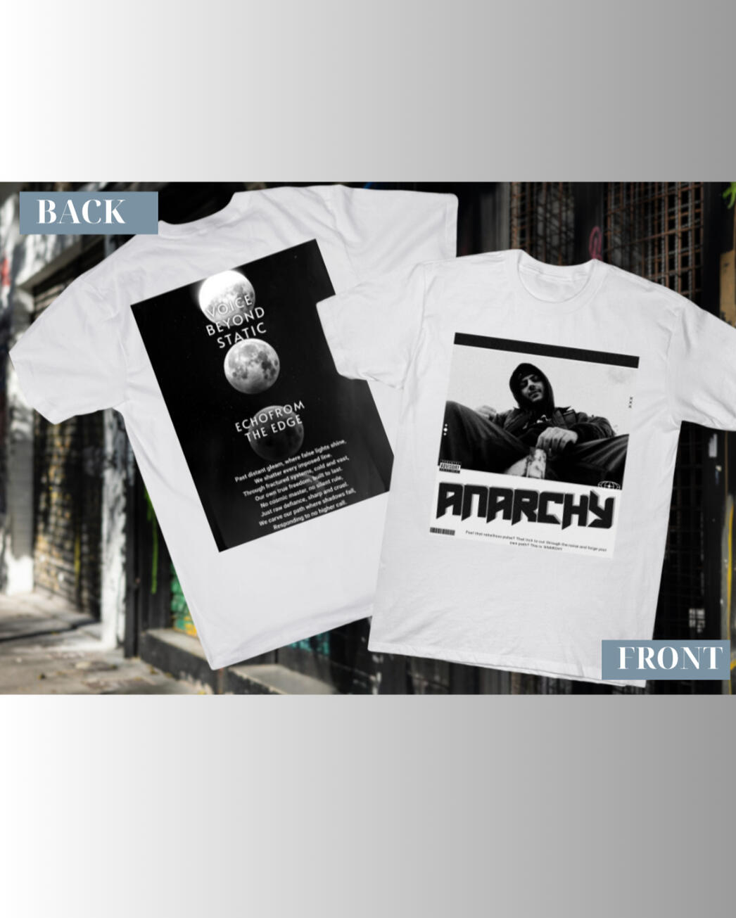 model wearing "Anarchy "Series T-Shirt